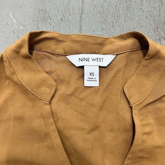 Nine West Size XS Rust Button-Front Tiered Drop Waist Dress - Picture 5 of 5
